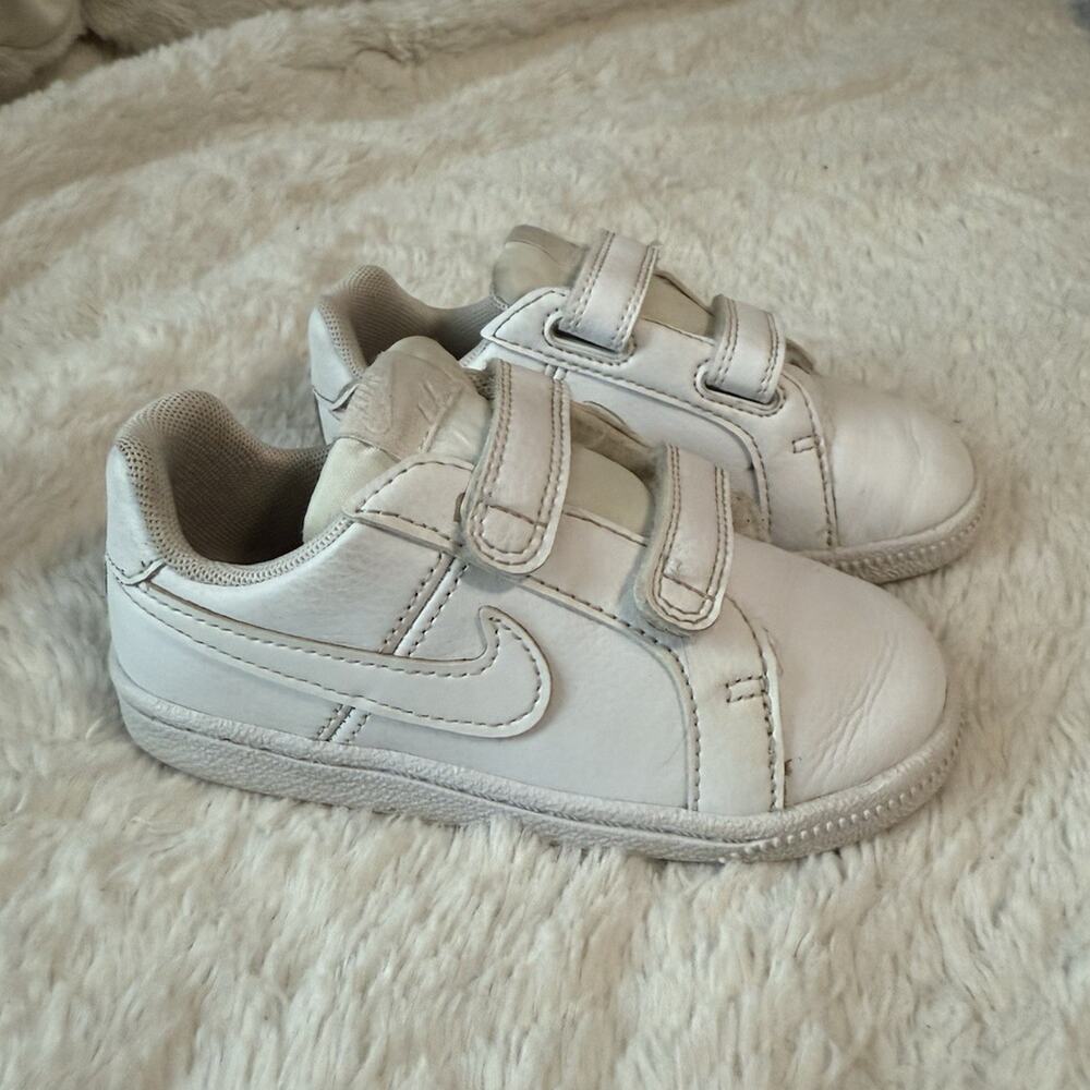 Nike Boys' Sneakers White Hook & Loop Leather Low Top Size 8c
